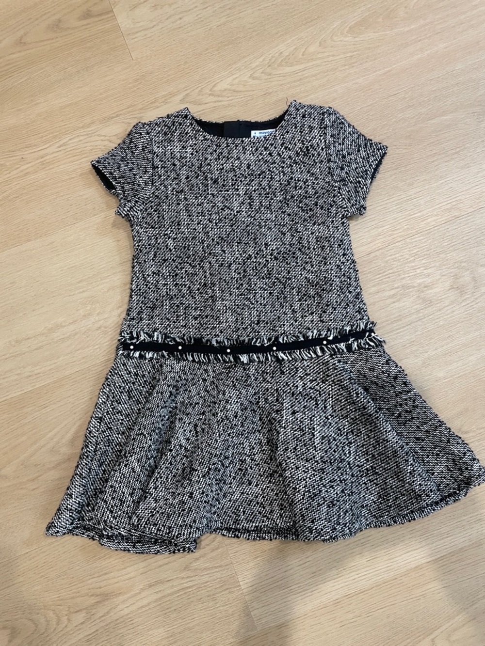 Mayoral Black & White Tweed Fit-and-Flare Dress